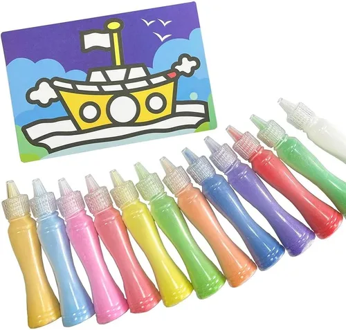 Miniatura 2 de JKanruh 48 kits de arte, kits de arte de arena de 12 colores con 24 hojas de cartas de pintura de arena, 12 hojas de pintura mágica para artes