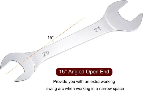 Miniatura 3 de uxcell Llave fina de extremo abierto, 0.787 in x 0.827 in, espejo métrico, acero cromado de alto carbono, para mantenimiento doméstico