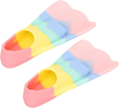 Miniatura 9 de ORFOFE Aletas de natación de silicona, cuchillas cortas, aletas en forma de abanico para buceo y entrenamiento de esnórquel, equipo de natación