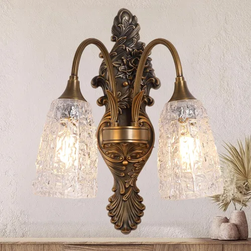 Miniatura 10 de Aplique de pared rústico de cristal, mini accesorio de luz de pared gótica vintage antigua, aplique de pared retro estilo granja de mediados