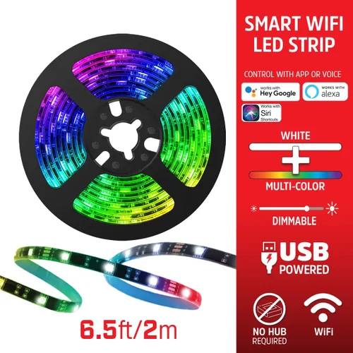 Miniatura 3 de Energizer Smart WiFi - Tira de luz LED regulable multicolor y blanco brillante de 6.5 pies