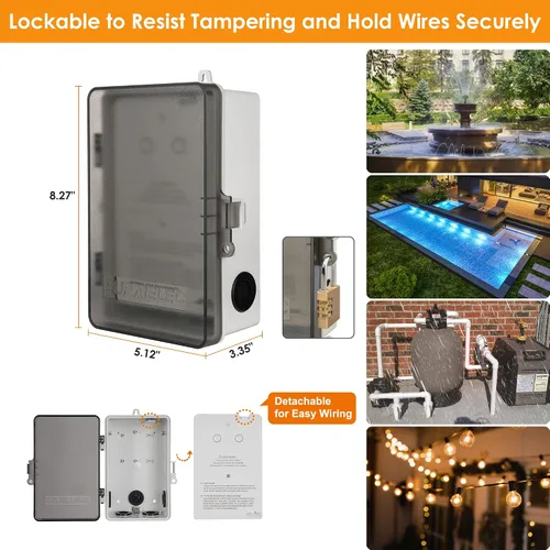 Miniatura 7 de Suraielec Temporizador de piscina WiFi dual, interruptores individuales de 120/277V, 40 amperios, temporizador inteligente resistente de 1HP/2HP