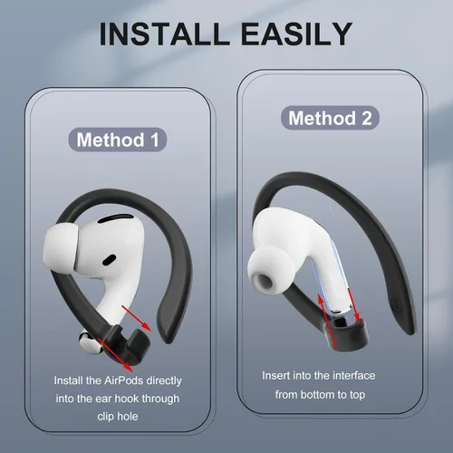 Miniatura 5 de 2 pares de ganchos para orejas de AirPods para AirPods Pro 2, AirPods Pro, AirPods 4, 3, 2 y 1, ganchos deportivos con clip antideslizantes