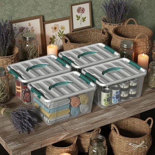 Miniatura 6 de 8 paquetes de contenedores de almacenamiento de plástico con tapas, caja de almacenamiento transparente, 14 cuartos de galón
