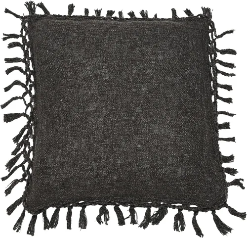 Miniatura 7 de Creative Co-Op Cotton Slub Crochet and Fringe Pillow, 20 pulgadas de largo x 20 pulgadas de ancho x 2 pulgadas de alto, verde