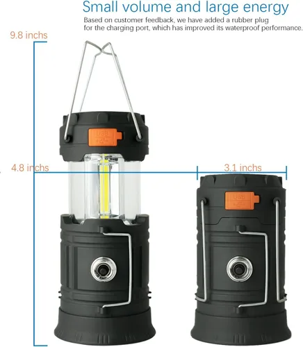 Miniatura 7 de Linterna solar de campamento con manivela, linterna LED ultra brillante portátil de gran capacidad, cargador USB, linterna electrónica