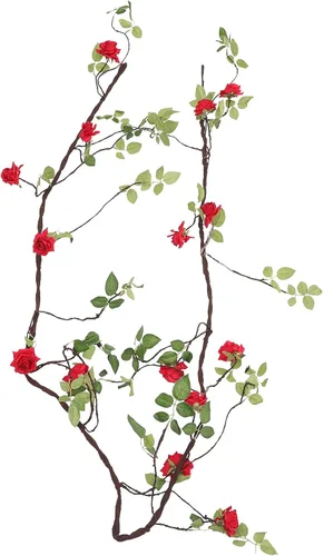 Garneck Vid colgante de rosas de imitación de imitación de ratán de seda rosa vid decorativa rosa vid guirnalda de flores artificiales colgantes