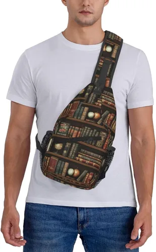Miniatura 7 de Small Crossbody Bags for Women Men - Vintage Bookshelves Print Adjustable Shoulder Bag Fanny Packs Belt Sling Bag Crossbody Purses Backpack for