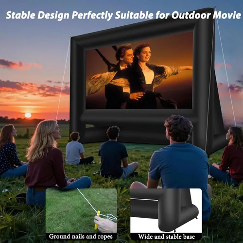 Miniatura 2 de Pantalla de cine inflable de 20 pies para cine al aire libre, pantalla de proyección con bolsa de transporte soplador para proyección frontal