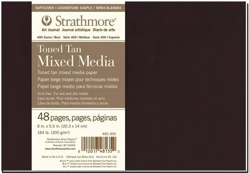 Miniatura 4 de Strathmore Libro de arte de papel mixto serie 400, tapa marrón mate, blanco natural, encuadernado, 24 hojas, 5.5 x 8.5 pulgadas