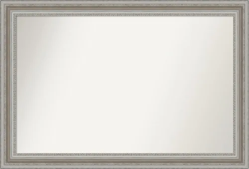 Miniatura 135 de Amanti Art Espejo de baño plateado para sobre el fregadero, 26 x 26 pulgadas, espejo cuadrado de plata antigua, marco de madera tradicional mediano