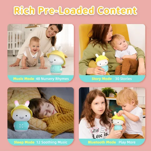 Miniatura 2 de alilo Bunny Kids - Reproductor de música para niños, juguetes de narración para niños pequeños de 1-3-5, regalos para bebés y niñas precargados 30