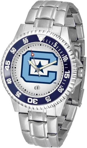 Miniatura 24 de SunTime Reloj de cuarzo de 1.575 in para hombre, correa de acero inoxidable de 0.787 in, esfera Gameday Tulane ola verde