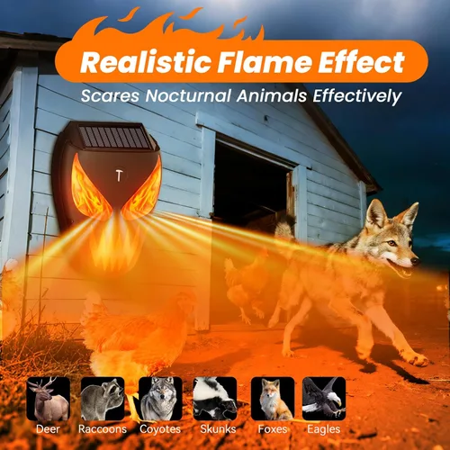 Miniatura 2 de Repelente solar nocturno de animales al aire libre, dispositivos disuasorios de coyote impermeables con luces depredadoras, dispositivos repelentes