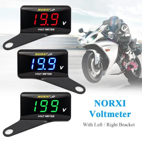 Miniatura 2 de Voltímetro digital para motocicleta, medidor de voltaje CC de 12 V, medidor de voltaje impermeable para automóvil y motocicleta con función de Rojo