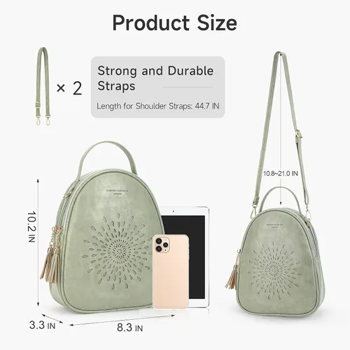 Miniatura 20 de T1953 Mochila para mujer, de piel sintética, para regalo para niñas y mujeres