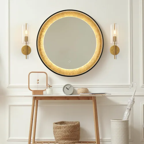 Miniatura 3 de KSANA Lámpara de pared de 1 luz, moderna lámpara dorada montada en la pared, iluminación de baño de vidrio sembrado para dormitorio, pasillo