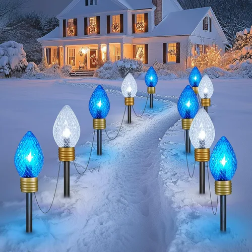 Miniatura 9 de Strawberry Jumbo C9 Luces de Camino de Navidad para Exteriores - 8.5 Pies 5 Luces LED C9 de Navidad, Luces C7 Cubiertas Jumbo Multicolor Luces