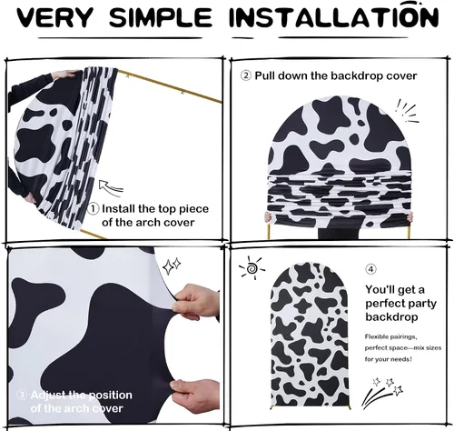 Miniatura 4 de gogoparti Cubierta de arco con estampado de vaca de 6 pies, telón de fondo de elastano sin arrugas, cubierta de arco de Chiara para fiesta temática