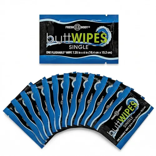 ButtWIPES On-The-Go Toallitas desechables para adultos, 15 unidades, toallitas extra grandes para adultos envueltas individualmente con aloe y