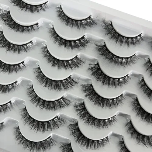 Miniatura 8 de Newcally - Pestañas postizas de ojo de gato con aspecto natural, pestañas cortas y tupidas en 3D, paquete de 14 pares de pestañas falsas de visón