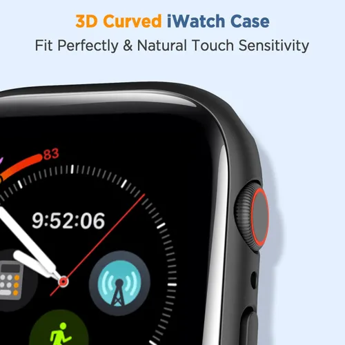 Miniatura 2 de Paquete de 2 fundas curvadas 3D para Apple Watch Series 7, protector de pantalla de vidrio templado de 1.614 in para iWatch cubierta completa