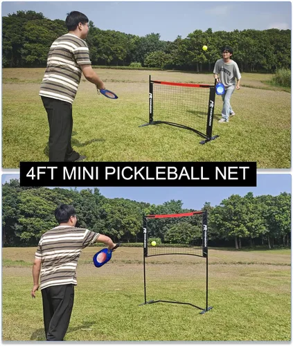 Miniatura 5 de Hoverphenix 10FT Mini Pickleball Net, 4FT Adjustable Height Dink Training Rebounder Net with Paddles Set of 2, Pickleballs and Carry Bag for Outdoor