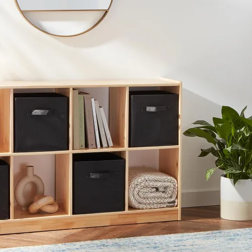 Miniatura 6 de Amazon Basics, Organizador de almacenamiento de tela plegable en forma de cubo con asas, resistente, negro, 10.5-x-10.5-x-11 pulgadas, paquete de 6
