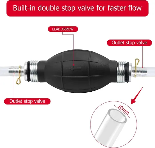 Miniatura 4 de Abnaok Manguera de gasolina, bomba de sifón de transferencia de gasóleo, agua y combustible, bomba de combustible portátil de uso amplio, bomba