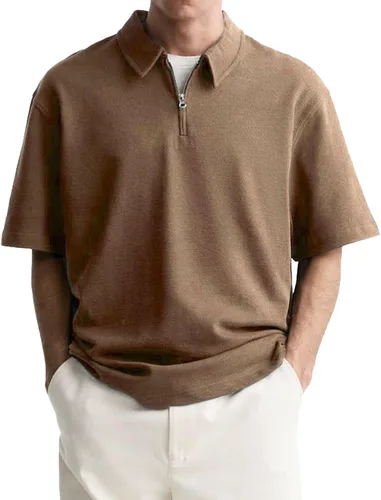 Camisas polo con cremallera para hombre, camiseta de cuello de moda de verano, talla grande, camisa de golf clásica lisa para exteriores, tops de