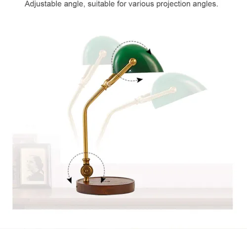Miniatura 5 de Hsyile KU300237 Lámpara de mesa retro con interruptor de cuerda con puertos de carga USB, con pantalla de cristal retro verde para sala de estar