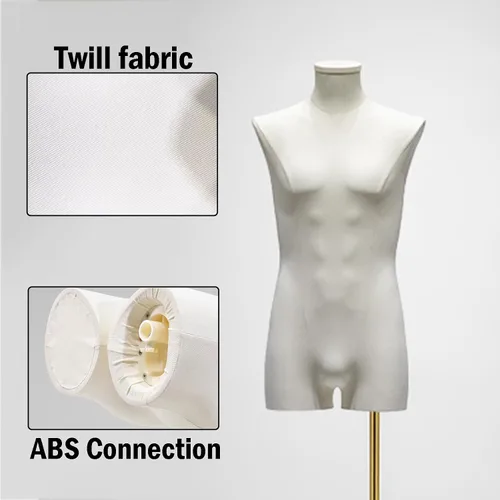Miniatura 3 de Forma de vestido masculino, maniquí de altura ajustable para hombre, cuerpo completo con abdominales, maniquíes de hombre, torso con soporte, sin