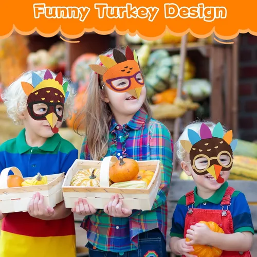 Miniatura 6 de Qyeahkj Kit de manualidades de máscara de pavo de Acción de Gracias, 126 piezas, espuma de fieltro de otoño, manualidades para niños de 3 a 5, 4 a