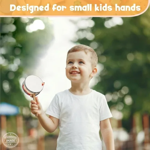 Miniatura 8 de Stoie's Instrumentos musicales de madera para niños pequeños con tambor, campanas de mano, flauta, maracas, castañuelas, panderetas, para bebés