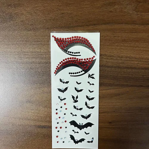 Miniatura 4 de Tatuajes faciales de murciélagos falsos temporales y diamantes de imitación, gemas de ojos, cristales y perlas para pegar en joyas, tatuajes