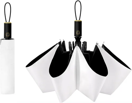 Miniatura 64 de Cuby Paraguas UV compacto plegable paraguas ligero portátil manual paraguas de viaje para resistente a la lluvia y 99% de protección UV con Negro