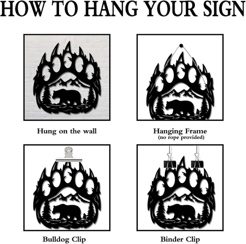 Miniatura 4 de INFUNLY Decoración de pared de pata de oso de 10.8 x 11.8 pulgadas con pino de montaña del bosque, decoración rústica de caza, decoración de oso