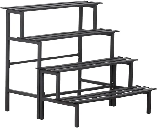 Miniatura 9 de Soporte de plantas de metal resistente de 2 niveles para interiores y exteriores, estante decorativo para exhibición de plantas para jardín, patio