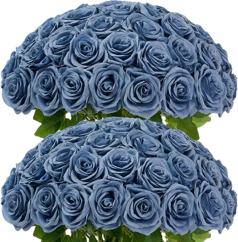 Miniatura 16 de Carlita's Blooms 15 piezas Rosas Falsas Flores Artificiales de Seda Flor Rosa Falsa Tallos Largos Ramo para Arreglo Centro de Mesa de Boda Fiesta