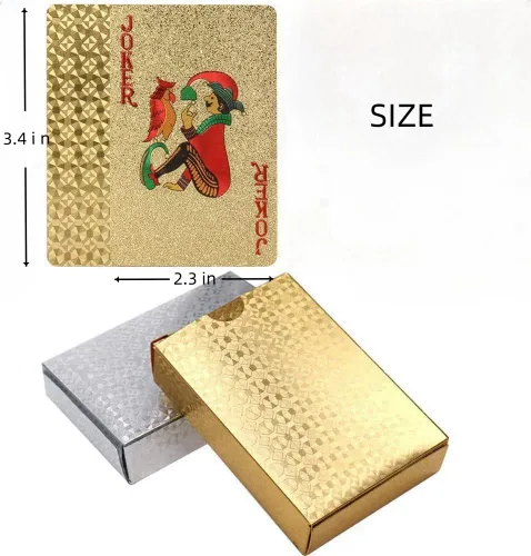Miniatura 5 de Paquete de 2 cartas de póquer de diamantes de oro y plata, impermeables, de plástico dorado y plateado, altamente flexibles, 2 barajas de cartas