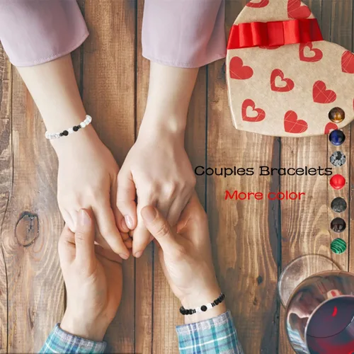 Miniatura 6 de MengPa - Pulseras de cuentas con cuentas de piedra volcánica mate y roca de lava, elástica, para hombre y mujer