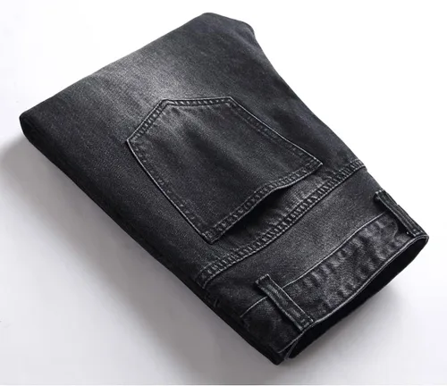 Miniatura 8 de Jeans rasgados para hombre, ajustados, ajuste regular, pierna cónica, desgastados, pantalones de mezclilla para hombre con agujero