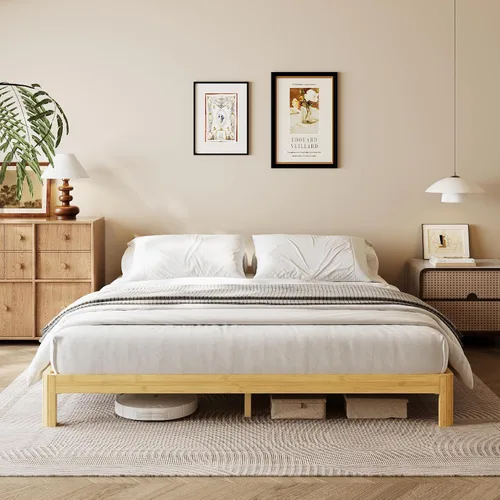 Miniatura 9 de Cama de plataforma de madera individual XL de 12 pulgadas, marco de cama de madera de mediados de siglo, tamaño individual XL, no necesita somier