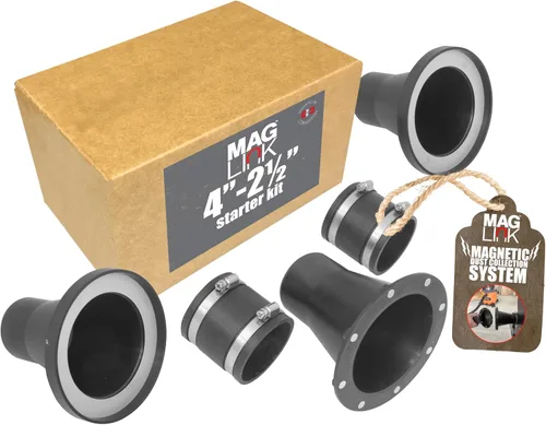Miniatura 12 de Fulton Woodworking Tools Kit de iniciación MagLink de 4 pulgadas, accesorios magnéticos de conexión rápida para colectores de polvo, mueve