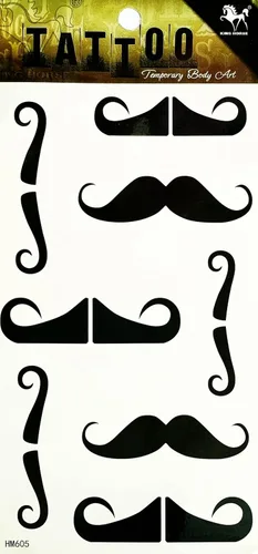 Bigote negro tatuajes temporales 3D para hombres mujeres artes bigote dibujos animados etiqueta pintura cuerpo sexy fiesta suministros diseño