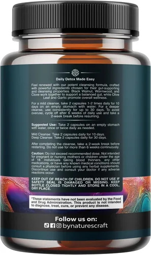 Miniatura 9 de PARA-X Suplemento de salud intestinal a base de hierbas, apoyo inmunológico con ajenjo y clavo de nogal negro, apoya la salud digestiva y la salud