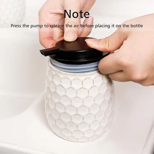 Miniatura 7 de Dispensador de jabón espumoso, dispensador de jabón de manos de espuma de cerámica de 12 onzas con diseño de panal para cocina o baño, dispensador