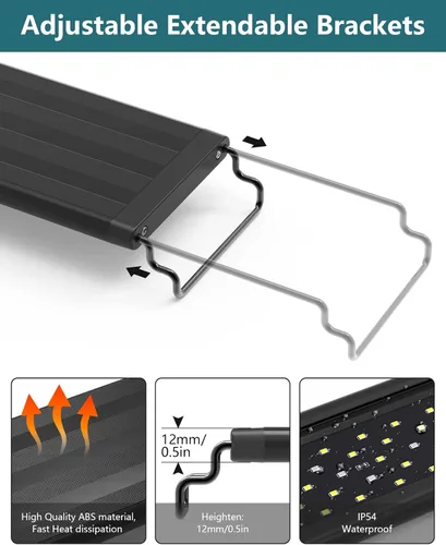 Miniatura 5 de SEAOURA - Lámpara LED para acuario de plantas - Luz de tanque de peces de espectro completo con temporizador, encendido/apagado automático, 12-18