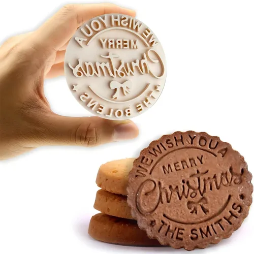 Miniatura 15 de Sello de galletas de Navidad personalizable 2025 con nombre de familia, sorpresa navideña para entusiastas de la repostería (diseño A)