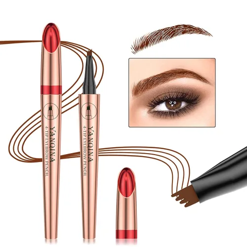 Miniatura 4 de Lápiz de cejas negro Liquid Microblading. Resistente al agua, de larga duración, natural, pluma de cejas con punta de horquilla de 4 puntos